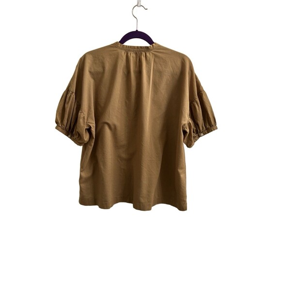 Everlane Women’s Split-Neck Puff Sleeve Hazel Green Shirt Sz 14 Peasant Cottage - Picture 2 of 6